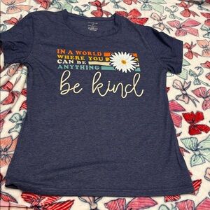 SHEIN Navy Graphic Tee with Yellow Text